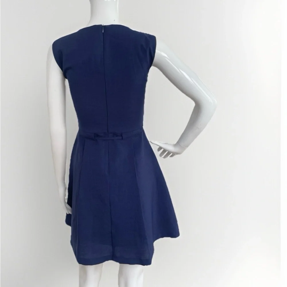 Pinkyotto A-Line Pleated Career Dress – Size Small – Navy Blue